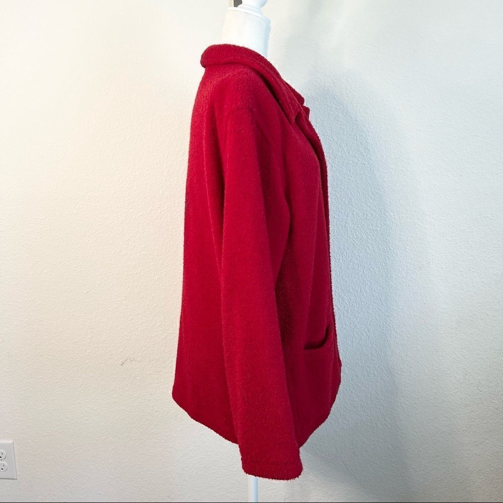 Sandro Sport Red Soft Textured Button Front Sweater Women's Large Pockets - Picture 6 of 7